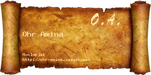 Ohr Amina névjegykártya